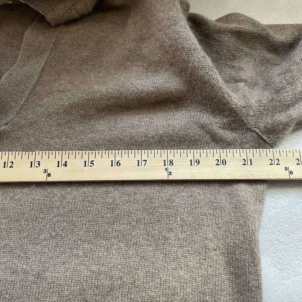 VINCE Raglan Sleeve Cashmere Wool Polo‎ Sweater Women L Chestnut Brown Knit Luxe - Picture 6 of 13